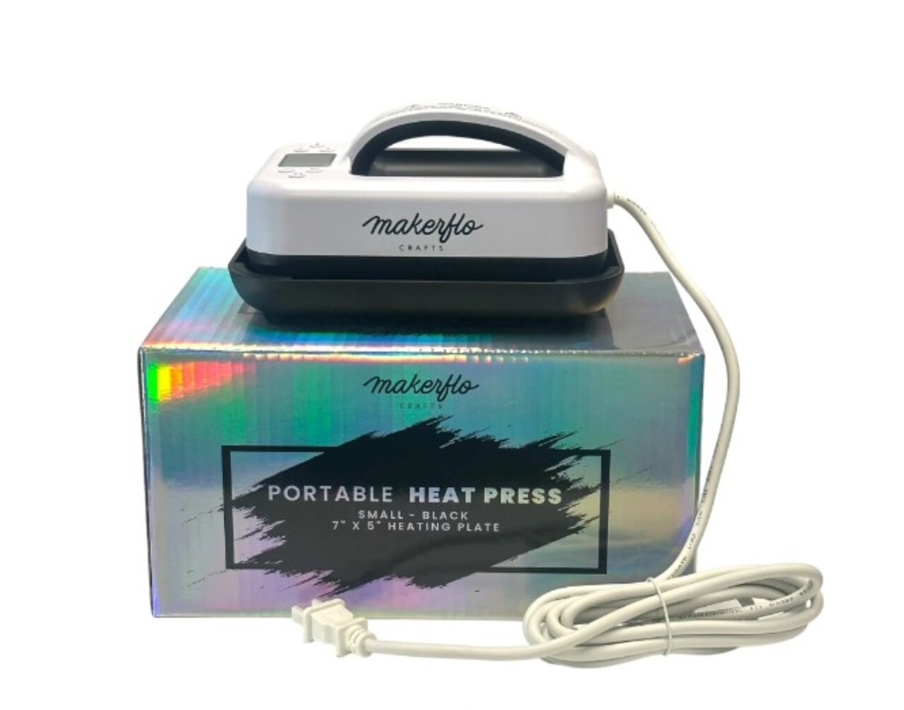 MakerFlo Compact Heat Press Machine with 7" x 5" Heating Plate - Portable & Efficient for DIY Projects